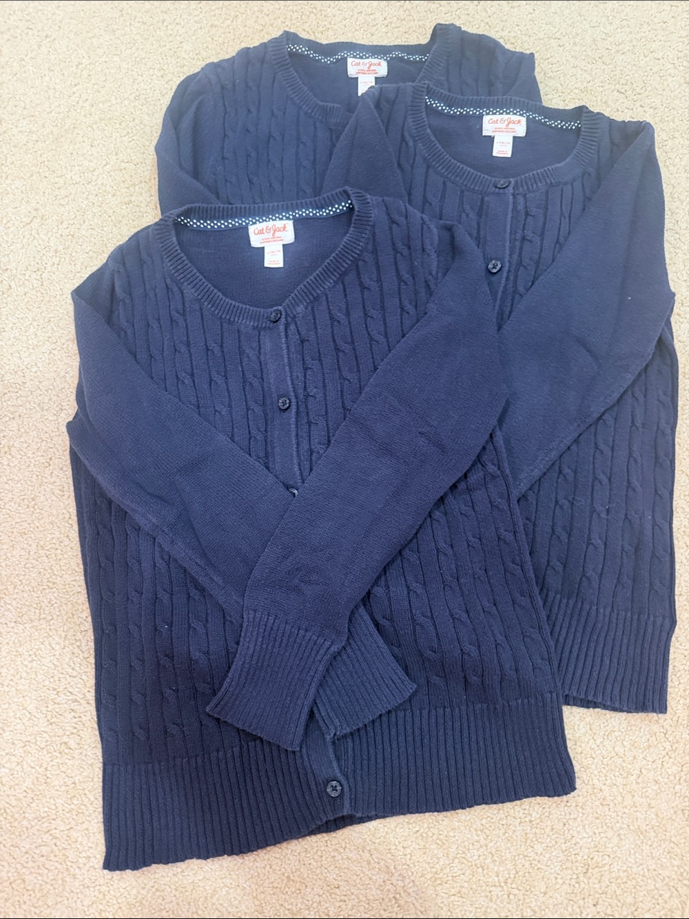 Cat & Jack Navy Cable-Texture Cardigan